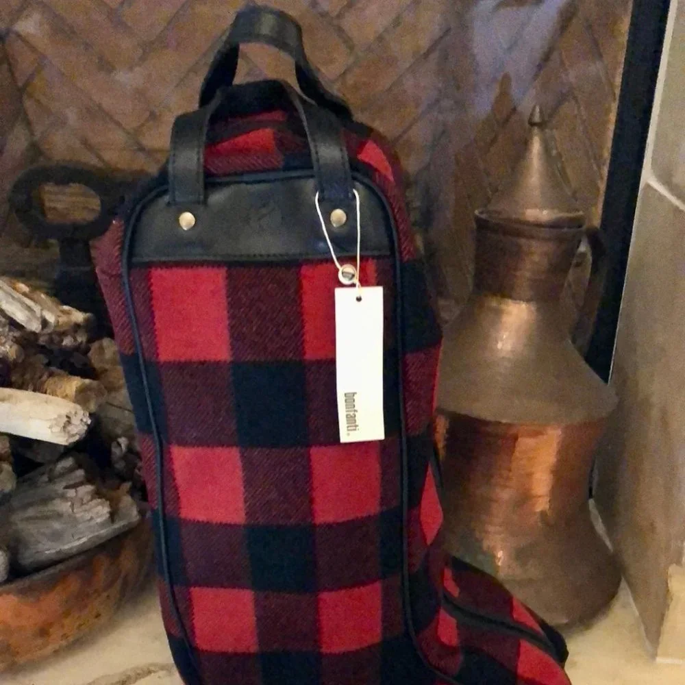 Bonfanti Borse Buffalo Plaid Wool Boot Bag